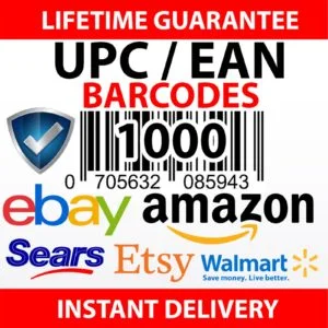 1000 UPC EAN barcodes pack for Amazon FBA, eBay, Walmart, Etsy, Shopify